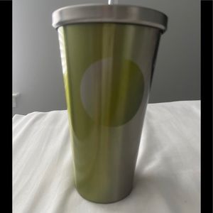 EUC Starbucks 2014 Green Dot Gradient Silver Green Stainless Steel Tumbler 16oz